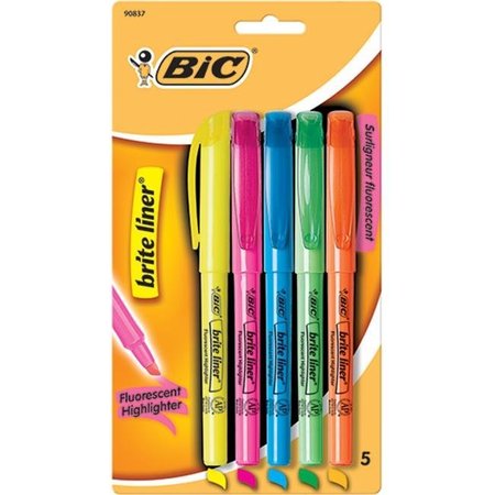 BIC USA Bic Usa Inc BICBLP51ASST Bic Bright Liner Highlighters 5Pk Assorted BICBLP51ASST